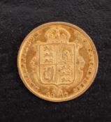 A Victorian half sovereign, 1887.