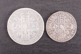 A Charles II crown 1671, with a 1676 halfcrown.