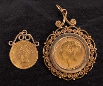 Shield Back half sovereign in mount,