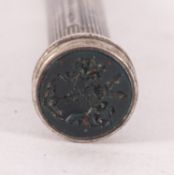 A Victorian whitemetal combination push pen and propelling pencil, maker S Mordan & Co,