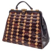 El Corte Ingles (Spain) A brown and cream snakeskin and leather handbag ,