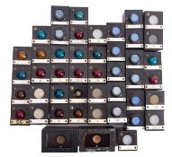 A collection of Westinghouse brown Bakelite signal box indication lamps