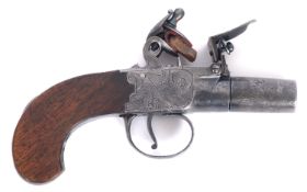 An early 19th century boxlock flintlock pistol, unsigned,