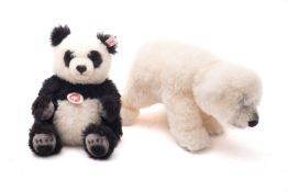 A group of two boxed Steiff bears, including Knut 33cm, and Bamboo 26cm,
