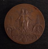 A boxed (original), 43mm, copper medallion for I&A Exhibition of the Punjab N.W.