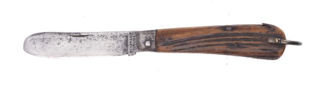 A late 19th century folding knife, maker Clark, Shirley & Co , Sheffield, 21cm long.