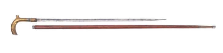 A early 20th century brass handled sword stick,