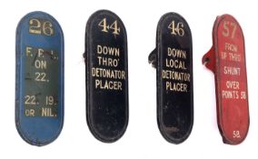 Three Southern Railway cast iron lever plates and one other (4)