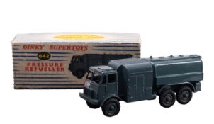 Dinky No. 642. RAF pressure refuller, grey with grey hubs, in a blue and white striped box.