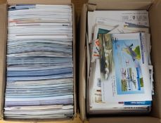 A collection of RAF and Army commemorative covers in two boxes with many signed including medal