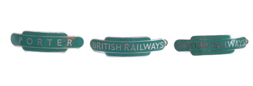 Three BR (S) enamel totem cap badges including one 'Porter' by J Gaunt ,