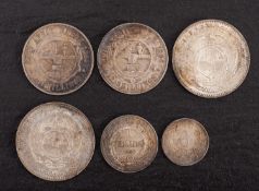 Two higher grade 1895 Kruger halfcrowns 1895/6 florins and 1896 shillings.