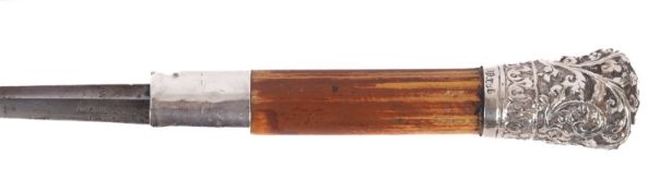 A 19th Century French silver and malacca swordstick , maker Louis Rochetin, St Etienne,