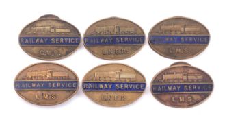 Six 'Railway Service' lapel badges, three LMS,