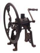 A late 19th century cast iron 'No '2 coffee grinder, possibly A Kendrick & Son,