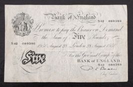 A 1950 Beale White £5 note.