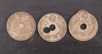 1942/ 43 and 44 British West African Pennies (mistrikes)