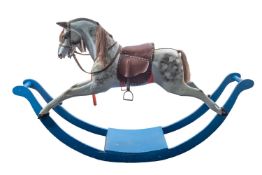 A late 19th/early 20th century rocking horse, with salt and pepper mane and tail,