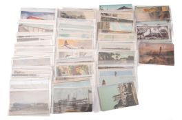 A collection of eighty-six postcards of trains, planes and ships.