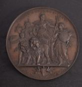 A Victoria, Bronze medallion, Approx 80mm, Annus Jubileus 1887, by Anton Scharff.