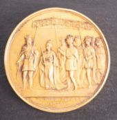 A Victoria 1838 Coronation gilded bronze medallion, 61mm.