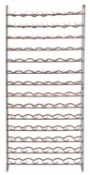 A metal wine rack for ninety-eight bottles, 165x76x17cm.