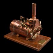 A scratch built copper and brass static model of a boiler,