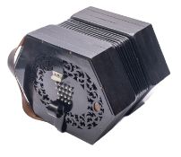 An early 20th century ebony thirty-six key concertina, unsigned , serial number '24681',