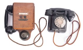 An Ericsson ETL N1182H20T oak cased railway telephone 'Listen Before Ringing',