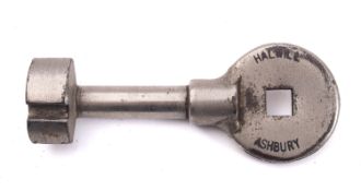 A LSWR/BR Tylers No.9 plated single line key 'Halwill-Ashbury', 14.