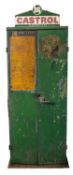 A mid-20th century Castrol Oil garage fore court metal storage cabinet, with 'Castrol Oil.