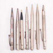 A group of seven various sterling silver propelling pencil various makers including Yard-O-Led (7)
