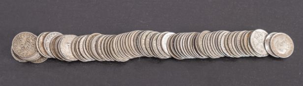 A tube of silver 3d, including Victorian.