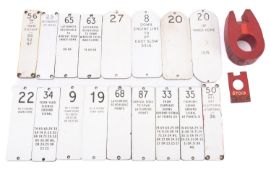 A group of seventeen traffolite lever plates, including Latchmore to Windsor local, and others ,
