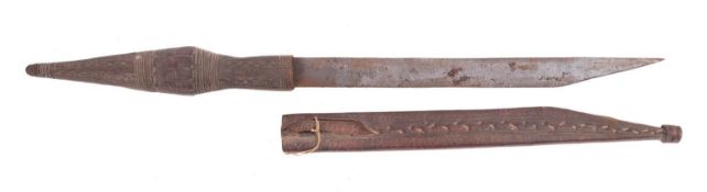 An African leather mounted short sword,