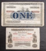 A 1916 Northern Banking Dublin, One pound note, with 1918 Bank of Ireland one pound note, 10/04//18,