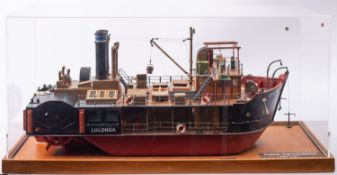 A 1/48th scale model of the African river quarter wheel paddle tug 'Lulonga by Alan E Walker,