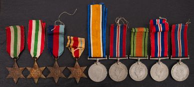 A collection of nine WWII service medals