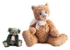 Two Charlie Bears after designs by Isabelle Lee, 'Fish' 56cm high, and 'Mushy Pea' 23cm high.