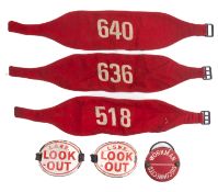 Two LSWR enamel 'Look Out' arm bands,