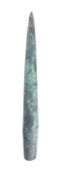 A Bronze Age dagger, the straight double edged blade with six locating holes to tang, 21.