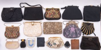 A group of various ladies evening bags, including several beadwork examples.