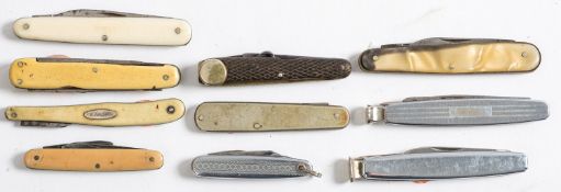 A group of ten various penknives.