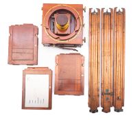 A Thornton Packard mahogany and brass quarter plate camera engraved for J H Steward,
