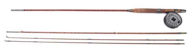 A Milward four piece split car rod , with a Hardy Viscount 130, 3 inch reel in a canvas bag.