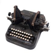 A Dictaphone on stand; a hand-turned cylinder shaver; two later Dictaphone/Ediphones,