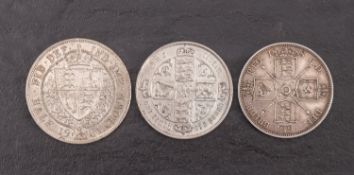 Higher grade 1901 halfcrown, 18884 florin, with 1888 florin.