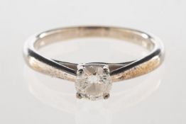 A 9ct white gold diamond solitaire ring, set with a brilliant-cut diamond, diamond approx. 0.