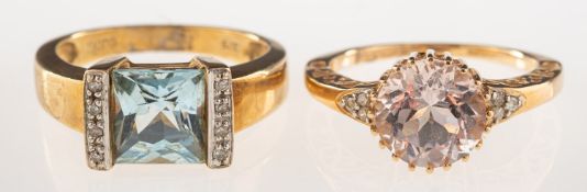 Two 9ct gold gem-set rings,