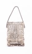 A Victorian silver Castle Top card case by George Unite, Birmingham 1865,